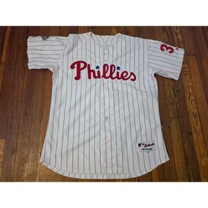 Majestic Cole Hamels Phillies 2008 World Series Authentic Jersey Mens 48 White